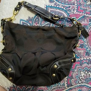 Vintage COACH Curly Signature One-Shoulder Bag Dark Brown Shoulder Bag